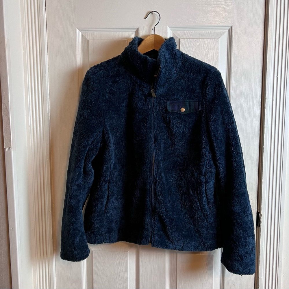 Sherpa lined, Pendleton brand.  Dark Teal color with plaid accents.